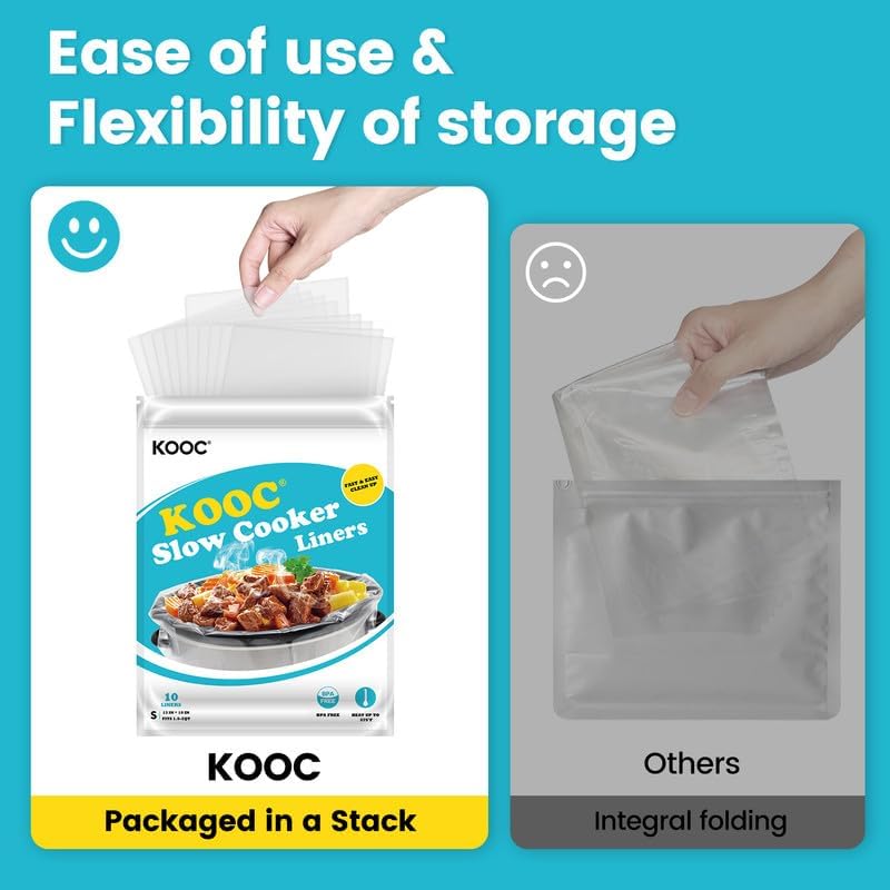 KOOC Slow Cooker Liners 10"x13" 20 count Small Size Disposable Plastic Bags Pot Liners Brunch Cooking Bags Fit 1.5 qt to 2 qt Pot BPA Free - Image 2